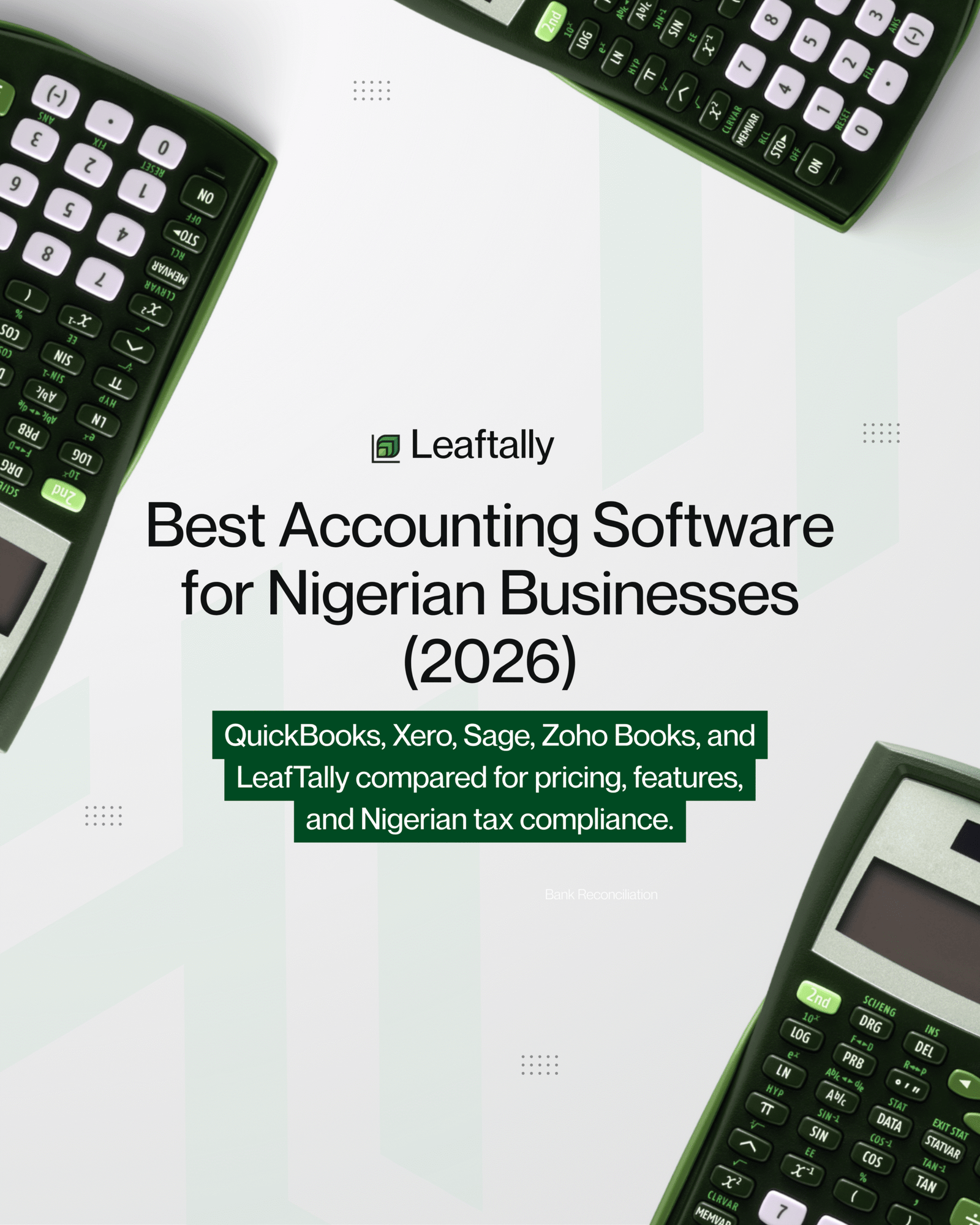 Best Accounting Software for Nigerian Businesses comparison showing QuickBooks, Xero, Sage, Zoho Books and LeafTally